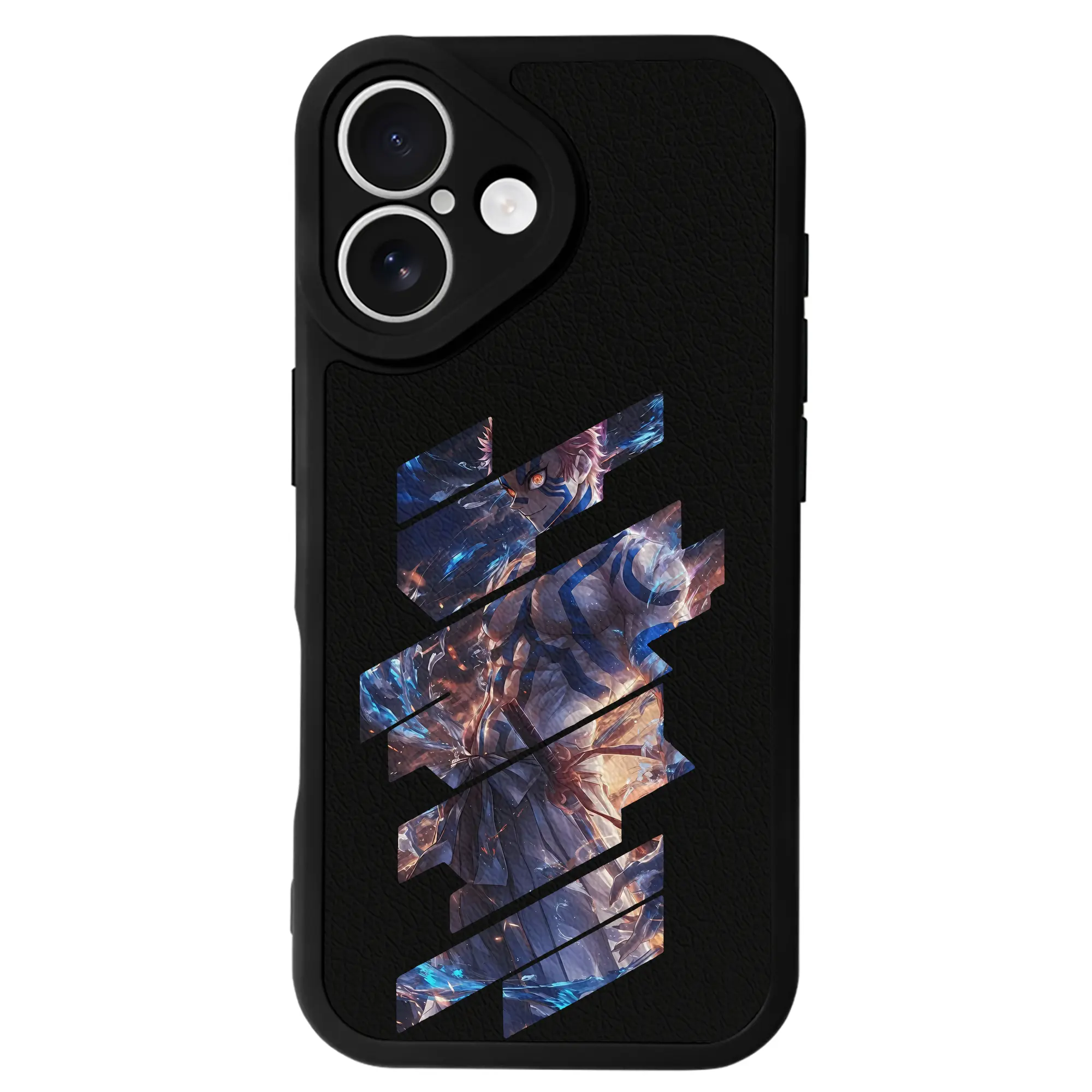 鬼滅の刃 グッズ,猗窩座 - IPhone 16シリーズ対応 ・ シリコンスマホケース ・ レザー調 ・ 高精度フィット ・ 耐衝撃 ・ ワイヤレス充電対応 ・ 精密カット